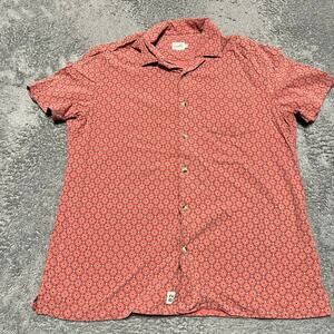 Fair Harbor Red Patterned Short Sleeve Button-Down Shirt